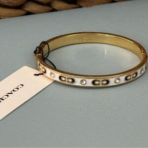 Coach Gold and White Bangle Hinged Bangle